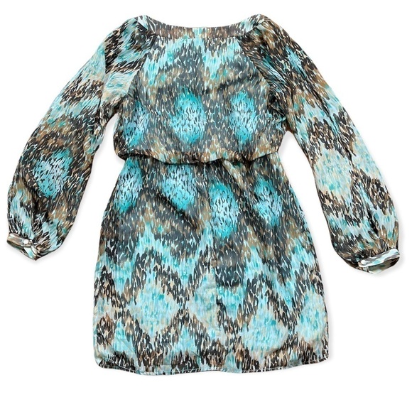 Twenty-Six Brand Abstract Print Layered Open Sleeve Dress sz 7 - Picture 5 of 14